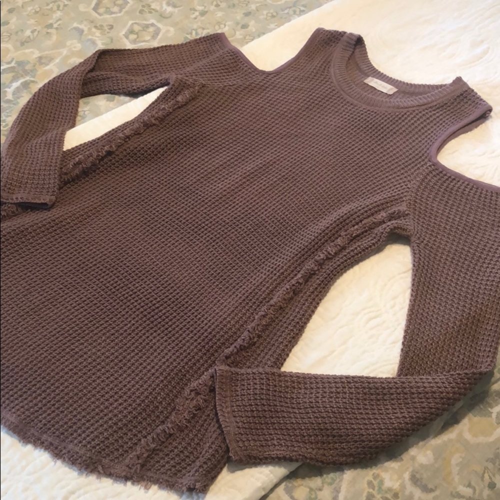 Plum Cold Shoulder Sweater